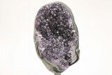 Sparkly Dark Purple Amethyst Geode With Metal Stand #208986-1